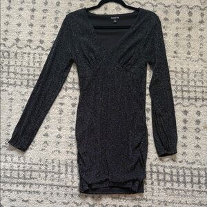 J for Justify Sparkling Black Long Sleeve Dress
